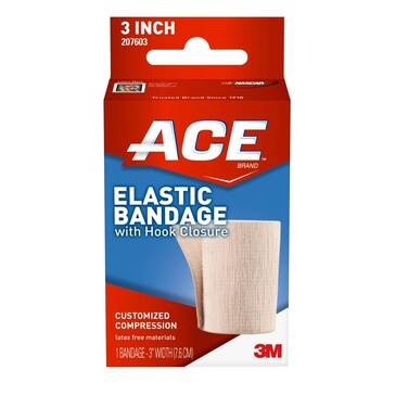 ACE 3&quot; Elastic Bandage Wrap with Hook Closure, Beige, 2 Count