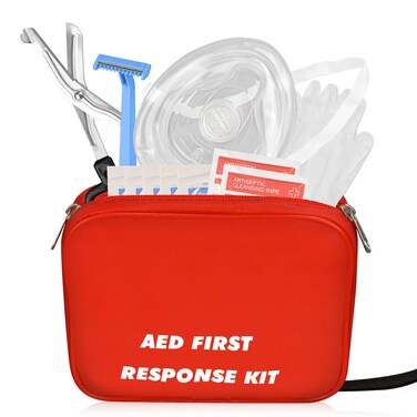 AED First Kit with CPR, Gloves, Razor, Scissors, Gauze Pads, and Cleansing Wipes for AED Training