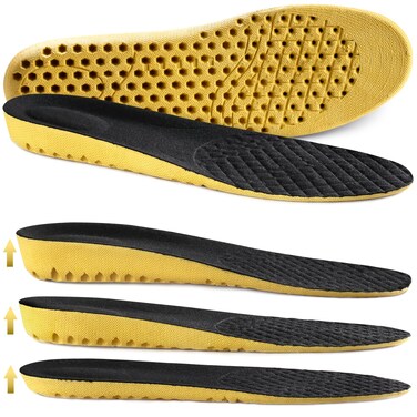 Ailaka Elastic Shock Absorbing Height Increasing Sports Shoe Insoles, Soft Breathable Honeycomb Orthotic Replacement Inserts for Men &amp; Women