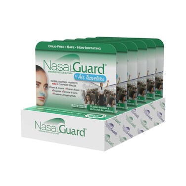 Airborne Particle Blocker Nasal Gel for Air Travelers - Drug-Free, Non-irritating, Non-drowsy, Airplane Travel Approved - Over 150 Applications Per Tube (Cool Menthol, 3g, Pack of 6)