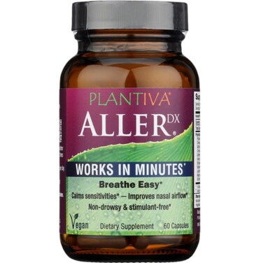 AllerDx Natural Herbal Seasonal Support Supplement - Non-Drowsy, Stimulant Free, Fast-Acting Respiratory Support - 60 Capsules
