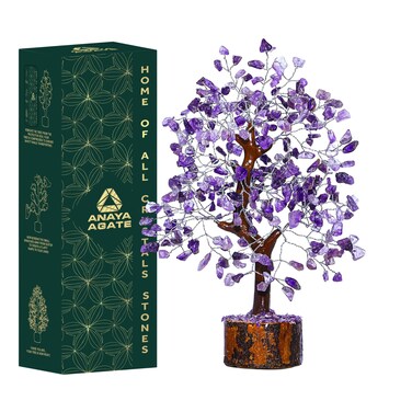 Amethyst Crystal Tree of Life - Handmade Healing Bonsai Tree for Home and Office Decor, Purple Tree for Positive Energy and Good Luck, Ideal for Christmas Decor and Birthday Gifts for Women, Men