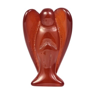 Amogeeli 1.5 Inches Hand-Carved Carnelian Pocket Stone Angel Figurine, Healing Crystal Guardian Angel Statue for Decoration Protection Meditation