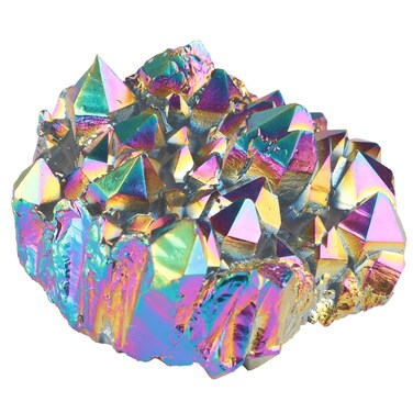 Amogeeli Titanium Coated Natural Rock Crystal Cluster Mineral Stone Specimen for Office Home Decoration