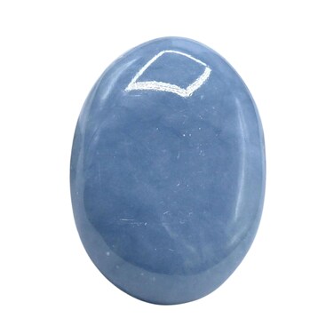 Angelite Crystals and Healing Stones - Large Palm Stone Crystals Piedra - Crystal for Good Luck, Balanced Positive Energy, Meditation - Unique Stocking Stuffers and Birthday Gifts for Women, Men