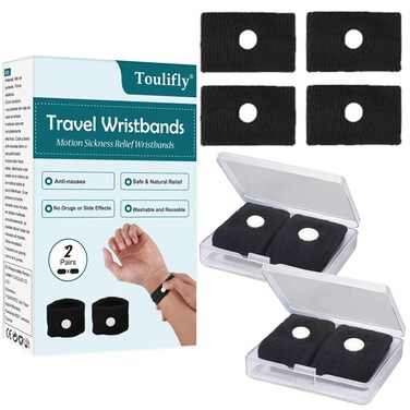 Anti Nausea Bands, Travel Wristbands, Motion Sickness Wristbands, 2Pairs Motion Sickness Bands, Motion Sickness Relief Wristbands, Travel Motion Sickness Relief Wrist Band, Natural Nausea Relief