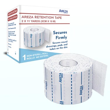 Areza Medical Surgical Tape - Cut with Scissors - Retention Tape - Securing Wound Dressings &amp; Medical Catheters, Tubes, Lines, &amp; Devices - 2" x 11 Yards, One Roll - FSA/HSA Approved
