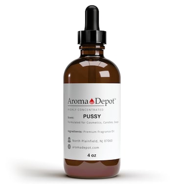 Aroma Depot Pussy Fragrance Oil 120ml Premium Pussy Essential Oil with Dropper for Candle Making, Soap Making, Bath Bombs, and More. Undiluted &amp; Alcohol Free Scented Oil. (4 fl oz.)