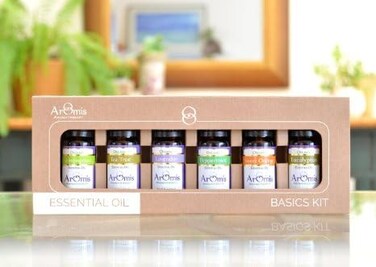 ArOmis Basic 6 Essential Oil Essentials Kit - Aroma Oil Gift Set - Certified Organic Essential Oils - Hand-Selected, Batch-Tested, and 150-Micron Filtered - Perfect for Nebulizing Diffusers (10ml)