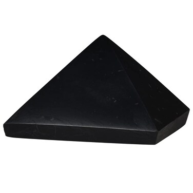 Authentic Shungite Pyramid Polished 40 mm / 1.57" Chakra Energy Natural Healing Crystal Real Black Pyramid Home Office Protection Desk Decor Meditation Reiki Grounding Stone