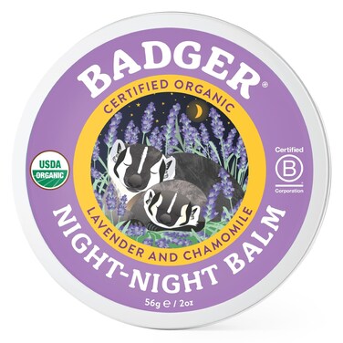 Badger Night Night Balm, 100% Organic Aromatherapy Kids Sleep Aid w/Chamomile &amp; Lavender, Helps Kids Sleep w/Calming Essential Oils, Long Lasting 2 oz Tin