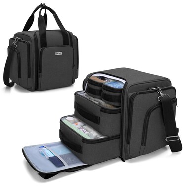 BAFASO Large Pill Bottle Organizer with 4 Inner Removable Pouches, Family First Aid Bag Medicine Bag Come with Shoulder Strap (Bag ONLY), Black