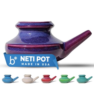 Baraka Handcrafted Ceramic Neti Pot - Sinus Tool Kit for Home - Nose &amp; Nasal Cleaner - Dishwasher Safe - Durable Ceramic Neti Pot- Food Grade Ceramic Glazes - Lightweight - Made in USA - 10oz (Purple)