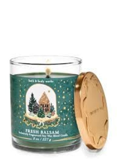 Bath &amp; Body Works, White Barn 1-Wick Candle w/Essential Oils - 7 oz - 2021 Christmas &amp; Winter Scents! (Fresh Balsam)