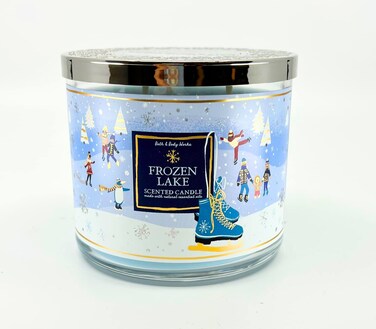 Bath &amp; Body Works, White Barn 3-Wick Candle w/Essential Oils - 14.5 oz - 2021 Christmas &amp; Winter Scents! (Frozen Lake)