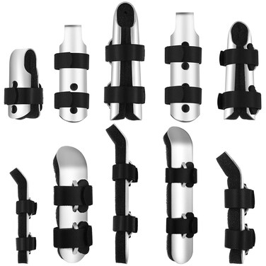 BBTO 10 Pieces Finger Splint Metal Finger Support Knuckle Stabilizer with Soft Foam Interior and Protective Vent, 3 Sizes(Black,10 Pieces)
