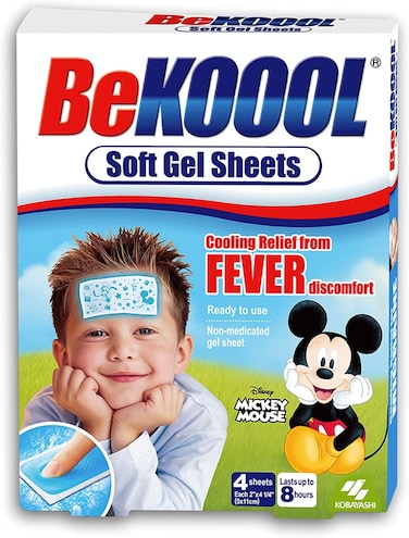 Be Koool: Kids 8 Hour Soft Gel Sheets w/Cooling Relief Fever Reducer, 4 Count (Pack of 5)