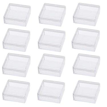 BENECREAT 15 Pack High Transparency 1.95x1.95x0.8 Inch Plastic Storage Containers Mini Earplugs Storage Box for Bead, Items and Small Jewelry Crafts