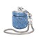 Bling Rhinestone Pill Bottle Organizer Daily Travel Pill Case Container Ring Holder Small Medicine Holder Box for Vitamin Supplement Gum with Keychain(Light Blue)