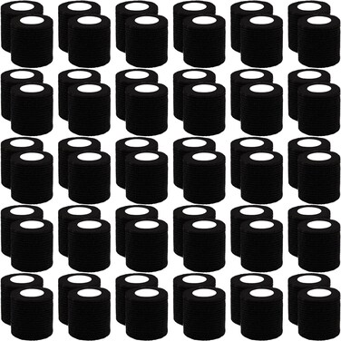 BQTQ 60 Rolls Self Adhesive Bandage Wrap 2 Inch Self Adherent Wrap Self Stick Bandages Wound Wrap Tape Stretch Bandage for Wrist Ankle Swelling Sprains(Black)