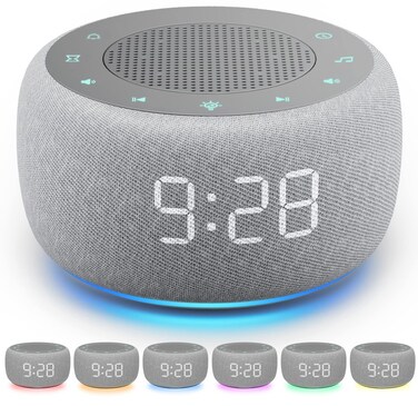 Buffbee Sound Machine &amp; Alarm Clock 2-in-1, 18 Soothing Sound, 7 Night Light, Sleep Timer, Precise 30-Level Volume Control White Noise Machine