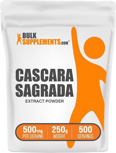 BulkSupplements.com Cascara Sagrada Extract - from Cascara Sagrada Bark, Cascara Sagrada Powder - Gluten Free, 500mg per Serving, 250g (8.8 oz) (Pack of 1)