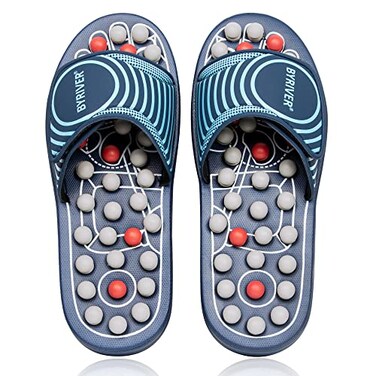 BYRIVER Reflexology Foot Massager Tools, Acupuncture Massage Slippers Shoes Sandals Mat, Stress Plantar Fasciitis Relief Gifts for Men Women, Relieve Heel Arch Arthritis Neuropathy Pain (05M)
