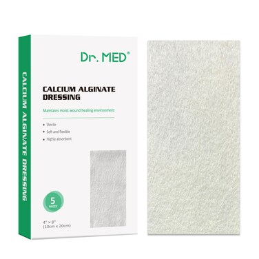 Calcium Alginate Wound Dressing Pad 4"x8", 5 Pcs/Box High Absorption Non-Stick Filling Soft and Comfortable Patch