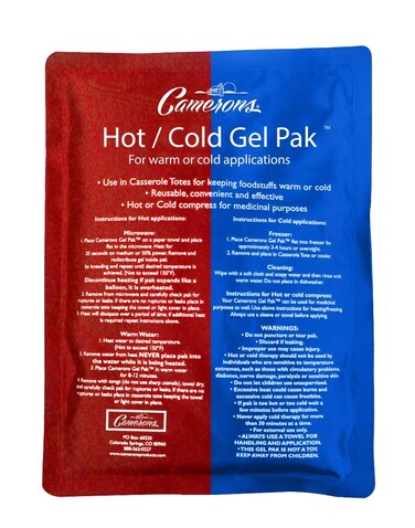 Camerons Hot or Cold Gel Pack - XL Ice &amp; Heating Pack (8"x11") - Large Reusable Pak Keeps Temperature - Use in Casserole Carrier &amp; Lunch Box for Food -Use as Warm &amp; Cold Compress &amp; Physical Therapy