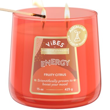 Candle-Lite Vibes Fruity Citrus Scented Candles, Perfect Relaxation Valentines Day Gifts for Her, Aromatherapy Mood-Enhancing, 15 oz 2-Wick Jar, 86 Hours Burn Time
