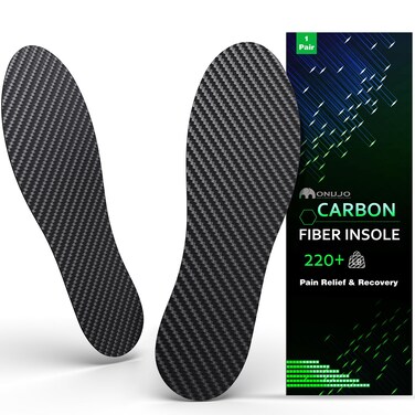Carbon Fiber Insole (1 Pair), for Turf Toe, Foot Fractures, Hallux Rigidus, Limitus, Rigid Insert for Sports, Hiking, Trekking, Basketball, Running, Alternative to Post Op Shoe 225mm