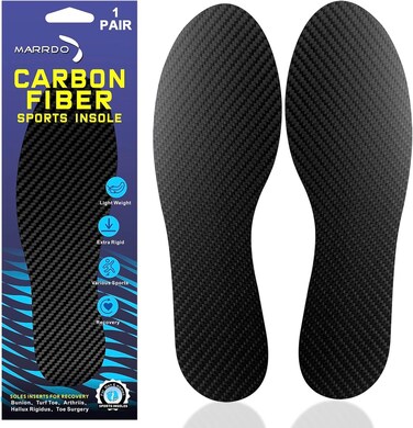 Carbon Fiber Insole 1 Pair for Men &amp; Women, Rigid Support Carbon Fiber Shoe Inserts for Arthritis,Turf Toe, Hallux Limitus, Morton's Toe, Graphite Insole (9.65 in,Women's 9-9.5, Men's 8-8.5)