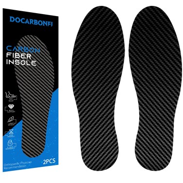 Carbon Fiber Insole, 1 Pair, Rigid Shoe Insert for Arthritis, Turf Toe, Hallux Limitus, Hallux Rigidus, Foot Fractures, Mortons Neuroma Inserts, Alternative to Post Op Shoe 245mm Black 2pcs