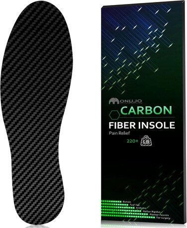 Carbon Fiber Insole, for Turf Toe, Foot Fractures, Hallux Rigidus, Limitus, Rigid Insert for Sports, Hiking, Trekking, Basketball, Running, Alternative to Post Op Shoe 265mm