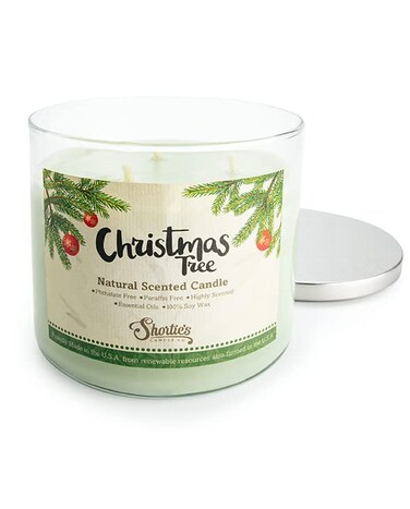 Christmas Tree Natural 3 Wick Candle, Essential Fragrance Oils, 100% Soy, Phthalate &amp; Paraben Free, Clean Burning, 14.5 Oz.