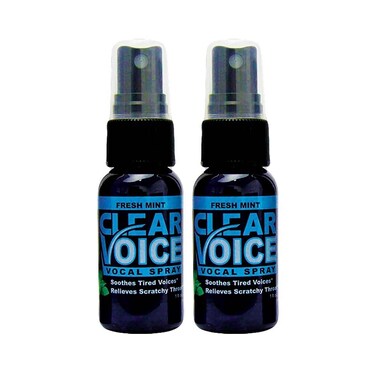 Clear Voice Oral Throat Spray Singing Ease Clarity Soothing Dampener Moisturizer Relief Vocal Eze Reducer Booster Treatment, Fresh Mint Flavor 1 Fl Oz - 2 Pack