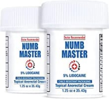Clinical Resolution Numb Master 5% Lidocaine Topical Numbing Cream, 2 Pack of 1.25 Oz, Maximum Strength Pain Relief, Fast Acting Topical Anesthetic Cream with Aloe Vera, Vitamin E