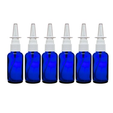Cobalt Blue Glass 1 oz with Nasal Sprayer - EMPTY, Refillable, Travel Size, Quality Glass! (6 Pack)