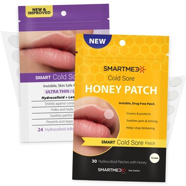 Cold Sore Treatment Patch Duo - Large Ultra Thin 15mm &amp; Honey 12mm 54 Patches