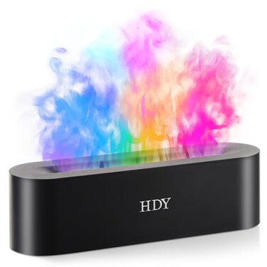 Color Flame Ultrasonic Humidifier - 7 Color LED Essential Oil Diffuser, Silent Fireplace Design with Timer &amp; Waterless Auto Shut-Off, 150ml Capacity for Home, Hotel &amp; Office Use (Black)