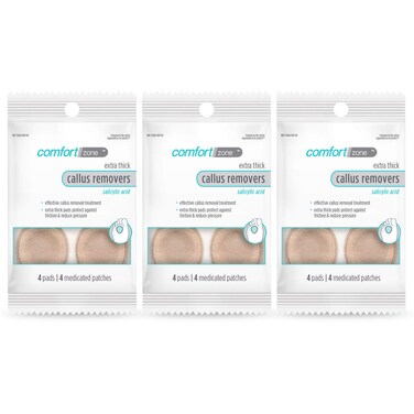 Comfort Zone Extra Thick Callus Remover, Effectively Removes Calluses and Protects Against Friction, 4 Count (Pack of 3)