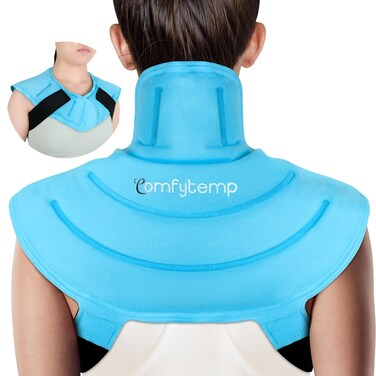 Comfytemp Ice Pack for Neck Shoulders Pain Relief with Straps, FSA HSA Eligible, Reusable Gel Shoulder Ice Pack Wrap, Cold Compression Physical Therapy Recovery for Upper Back, Cervical Injuries (S)