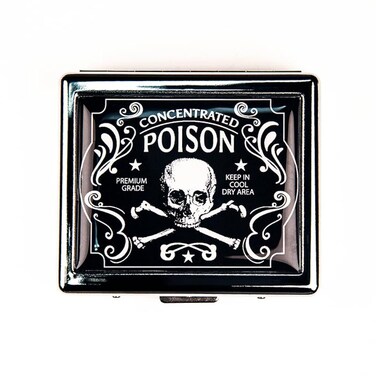 Concentrated Poison 7 Days Chromed Shiny Silver Pill Organizer with Mirror Inside Has 8 Separate Compartments Rectangle 7 Days Pill Box Pill Case