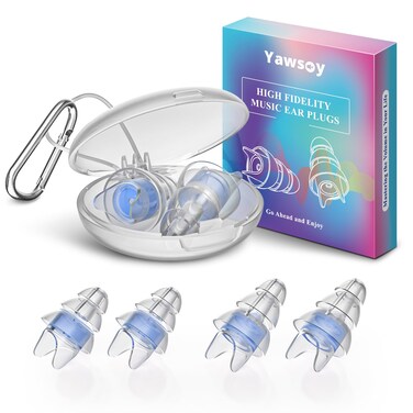 Concert Ear Plugs - High Fidelity EarpLugs for Loud Music, DJ, Festivals, Parties, 3 Pairs Reusable EarPlugs with Acoustic Filter, 22dB Noise Reduction (Black)