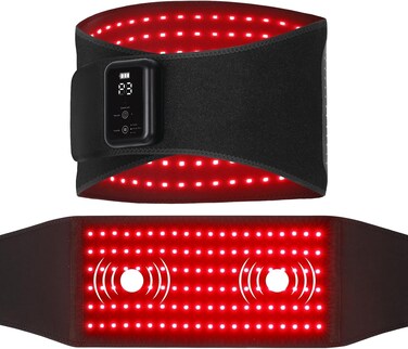 Cordless Rechargeable Red Light Therapy Belt for Body, Wireless Wearable Pulse Infrared Light Therapy Device with 3 Level Quiet Massage &amp; Vibration, 6 Level Heating for Muscle, Back, Joint Pain Relief