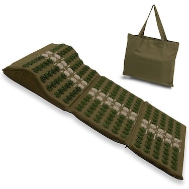 Core Asana Acupressure Mat Massager for Foot, Back, Neck Pain Relief, Reduce Stress &amp; Tension with Inbuilt Pillow (Asparagus Green)