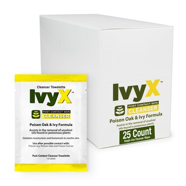 CoreTex Ivy X Post-Contact Poison Ivy Wipes - Pack of 25 Single-Use Poison Ivy Treatment Wipes to Assist in the Removal of Poison Ivy, Poison Oak, &amp; Poison Sumac Oils - Poison Ivy Wash Wipes