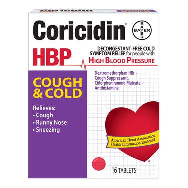 Coricidin HBP Cough &amp; Cold Tablets - 16 Tablets, Pack of 3