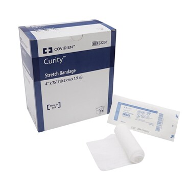 Covidien 2236 Curity Stretch Bandage, Sterile in Soft Pouch, 4" x 4.1 yd, 75" Relaxed (Pack of 12)