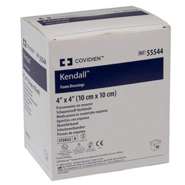 Covidien 55544 Kendall Wound Dressing, Hydrophilic Foam, 4" x 4" Size (Pack of 10)
